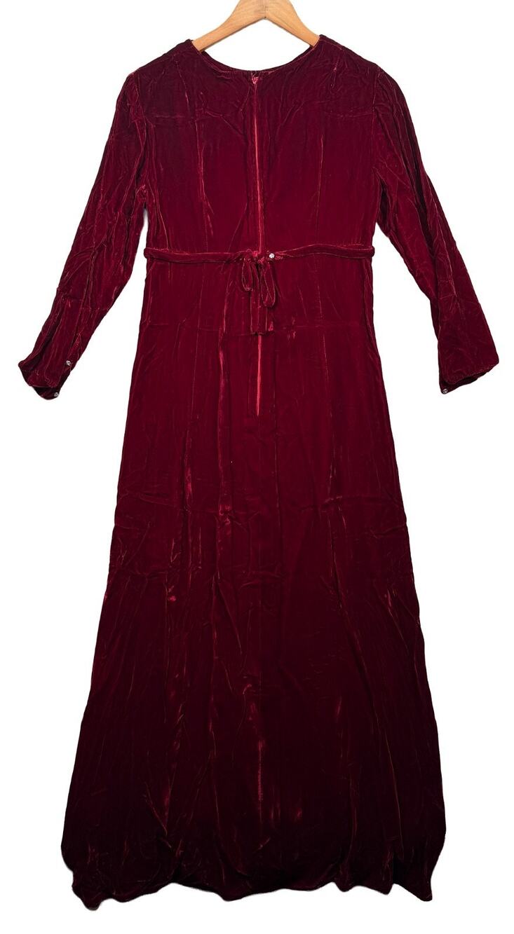 1960s Lorrie Deb Red Velvet Evening Dress Vintage Burgundy Velvet Formal sz 18